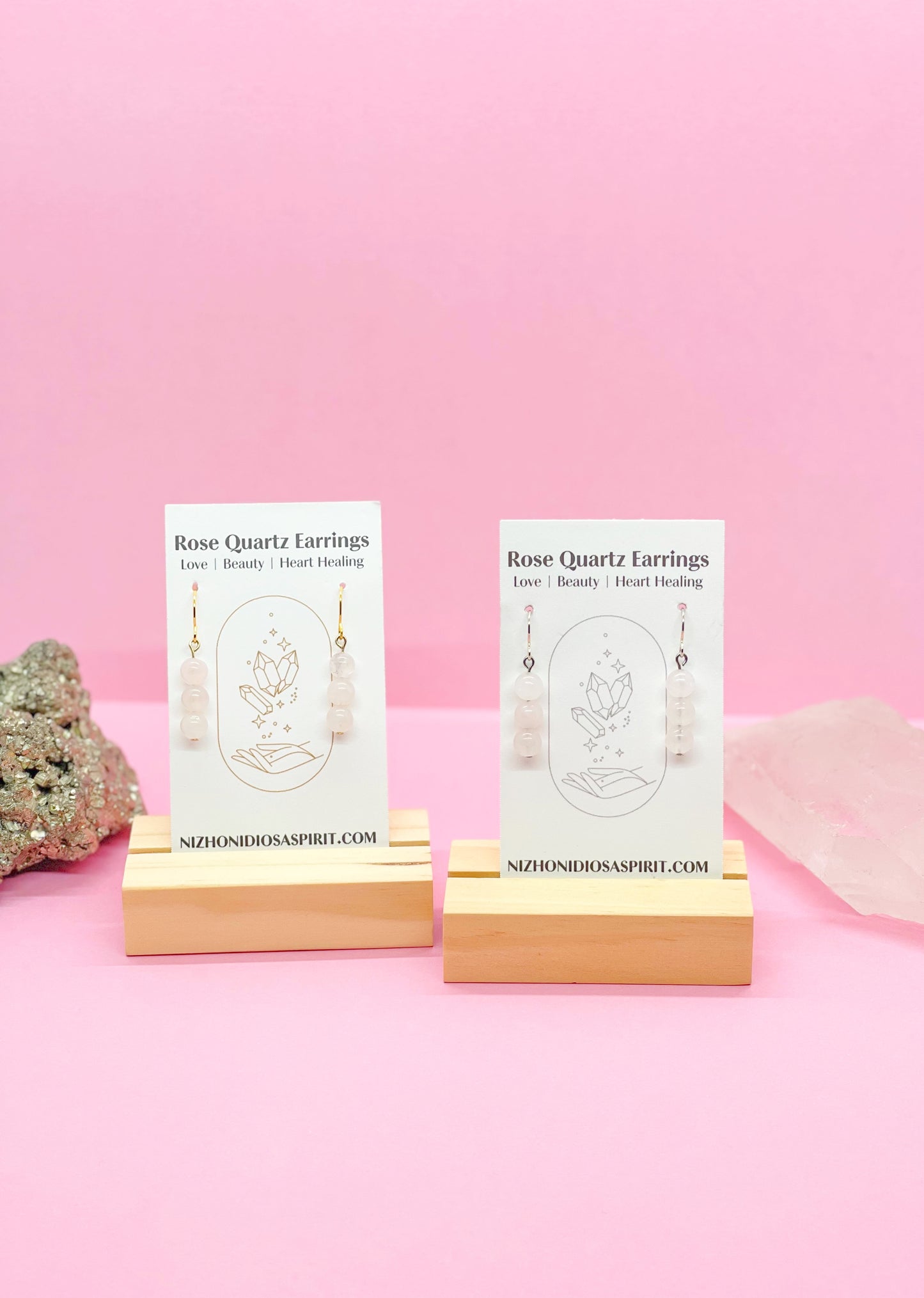 Rose Quartz Crystal Earrings