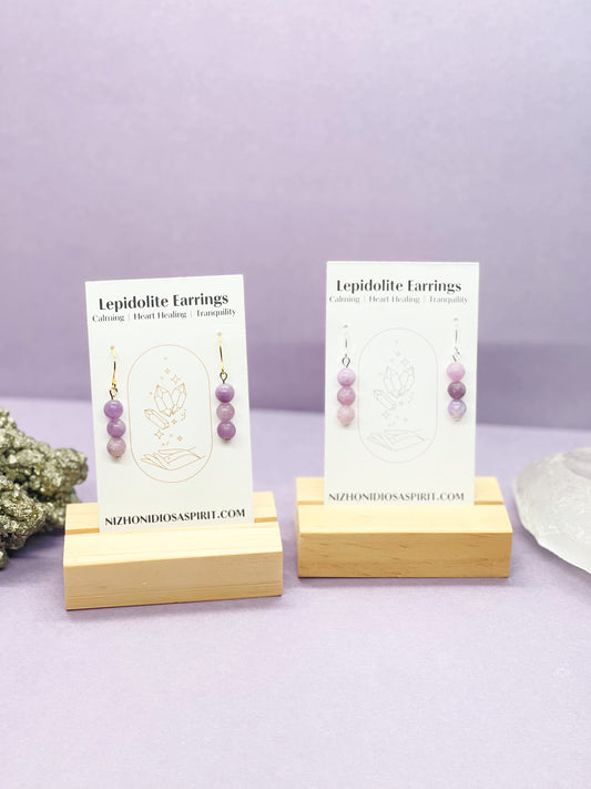 Lepidolite Crystal Earrings