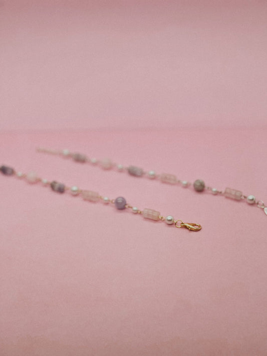 Rose Quartz + Amethyst + Pearl Bracelet