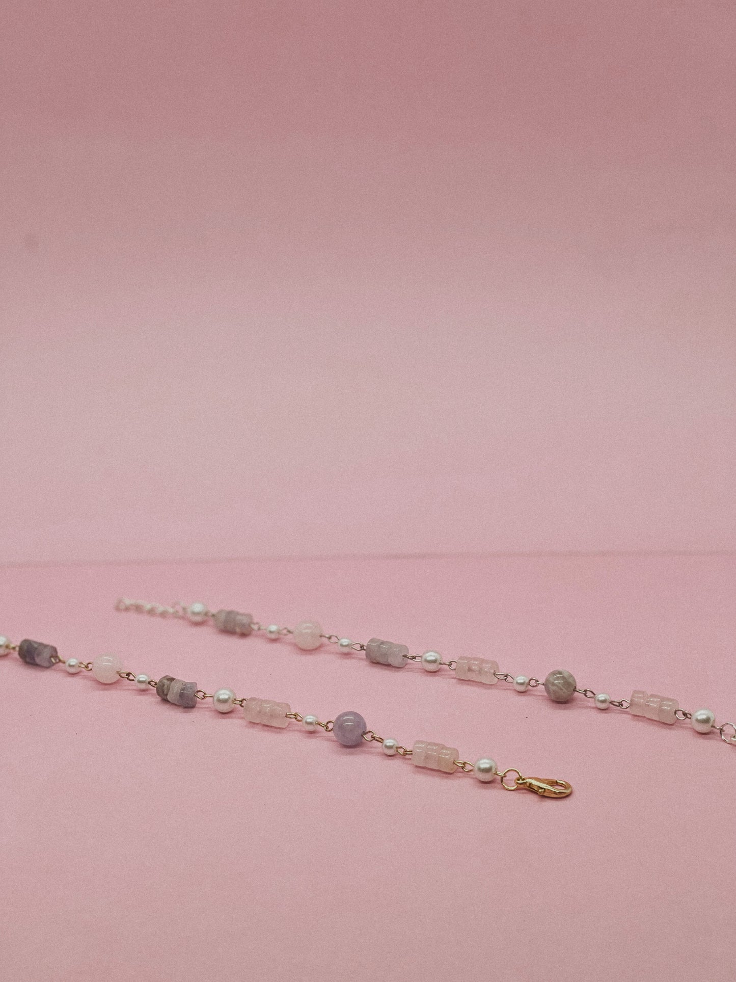 Rose Quartz + Amethyst + Pearl Bracelet