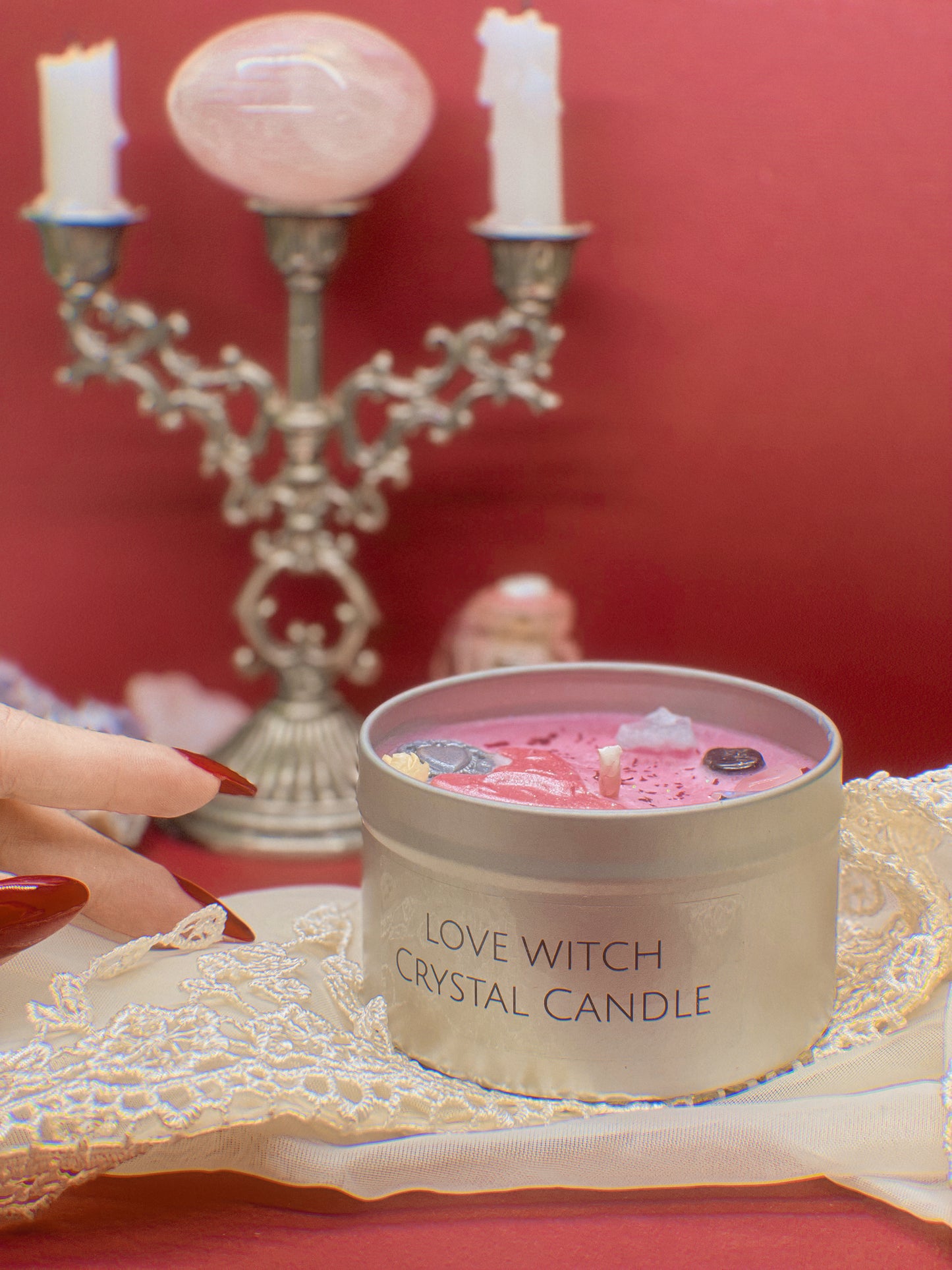 Love Witch Crystal Candle