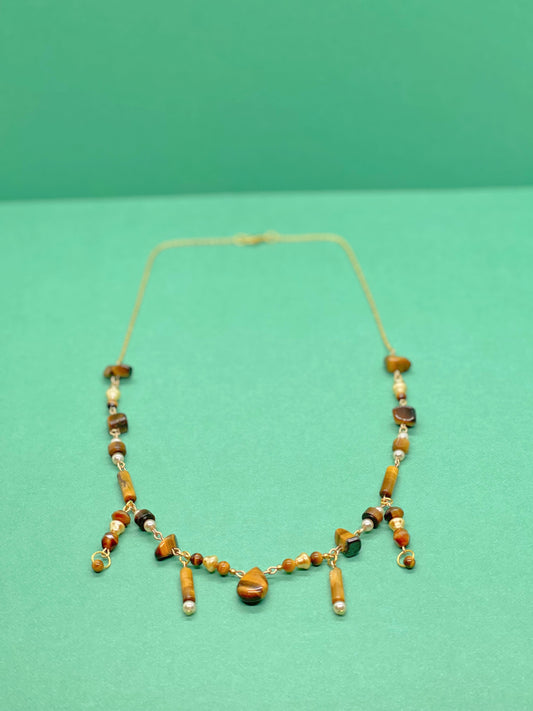 Tigers Eye & Pearl Necklace