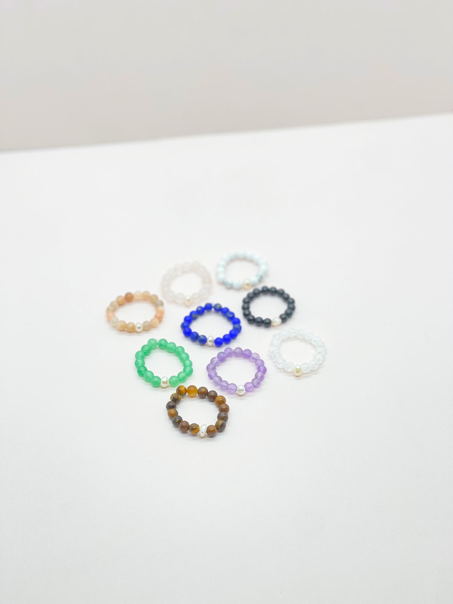 Crystal Beaded Rings w/ Pearl