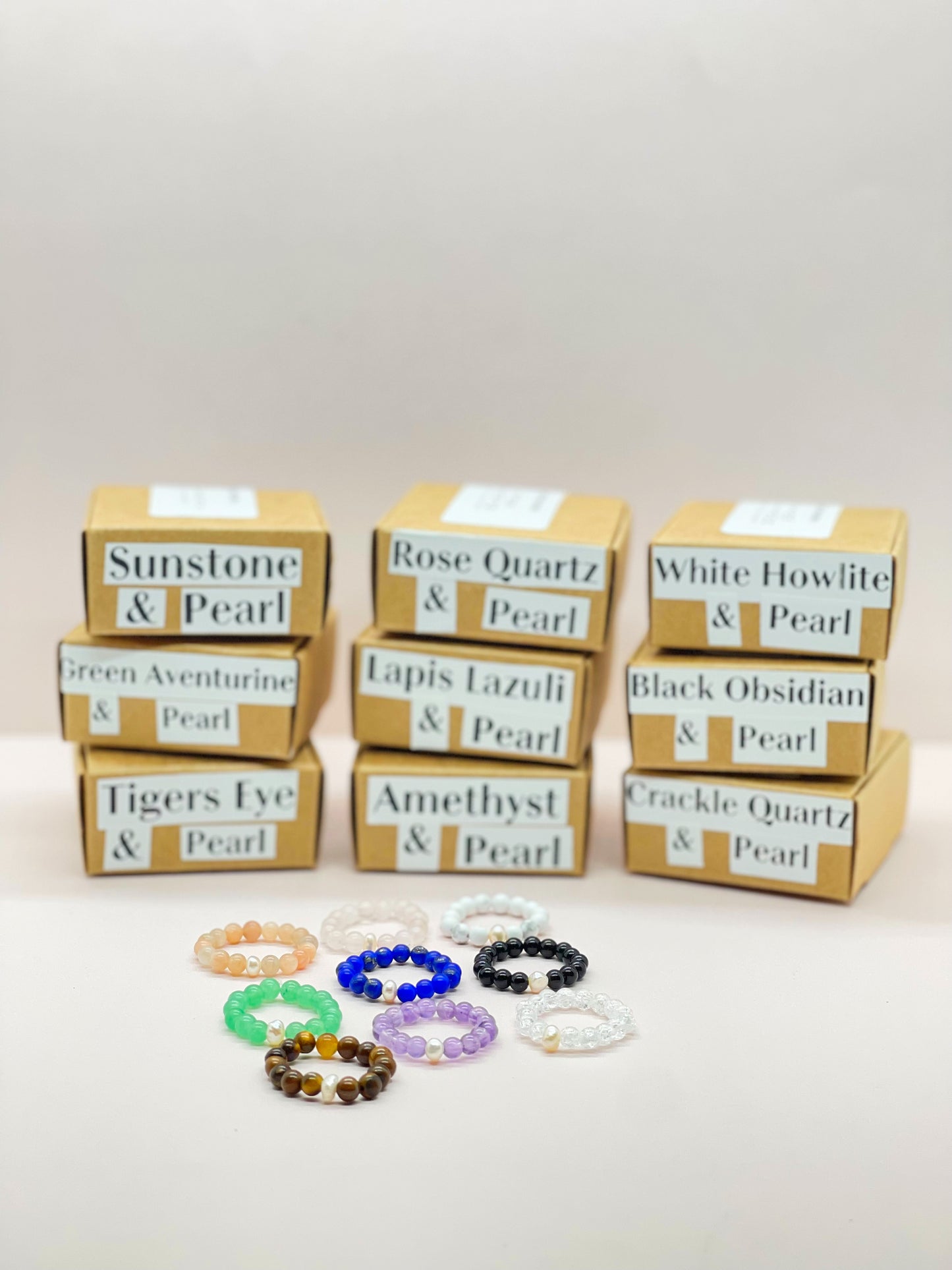 Crystal Beaded Rings w/ Pearl