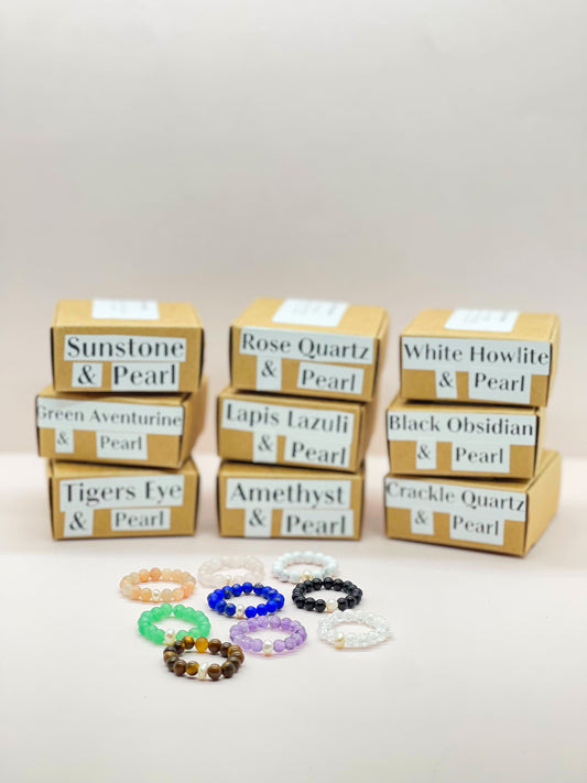 Crystal Beaded Rings w/ Pearl