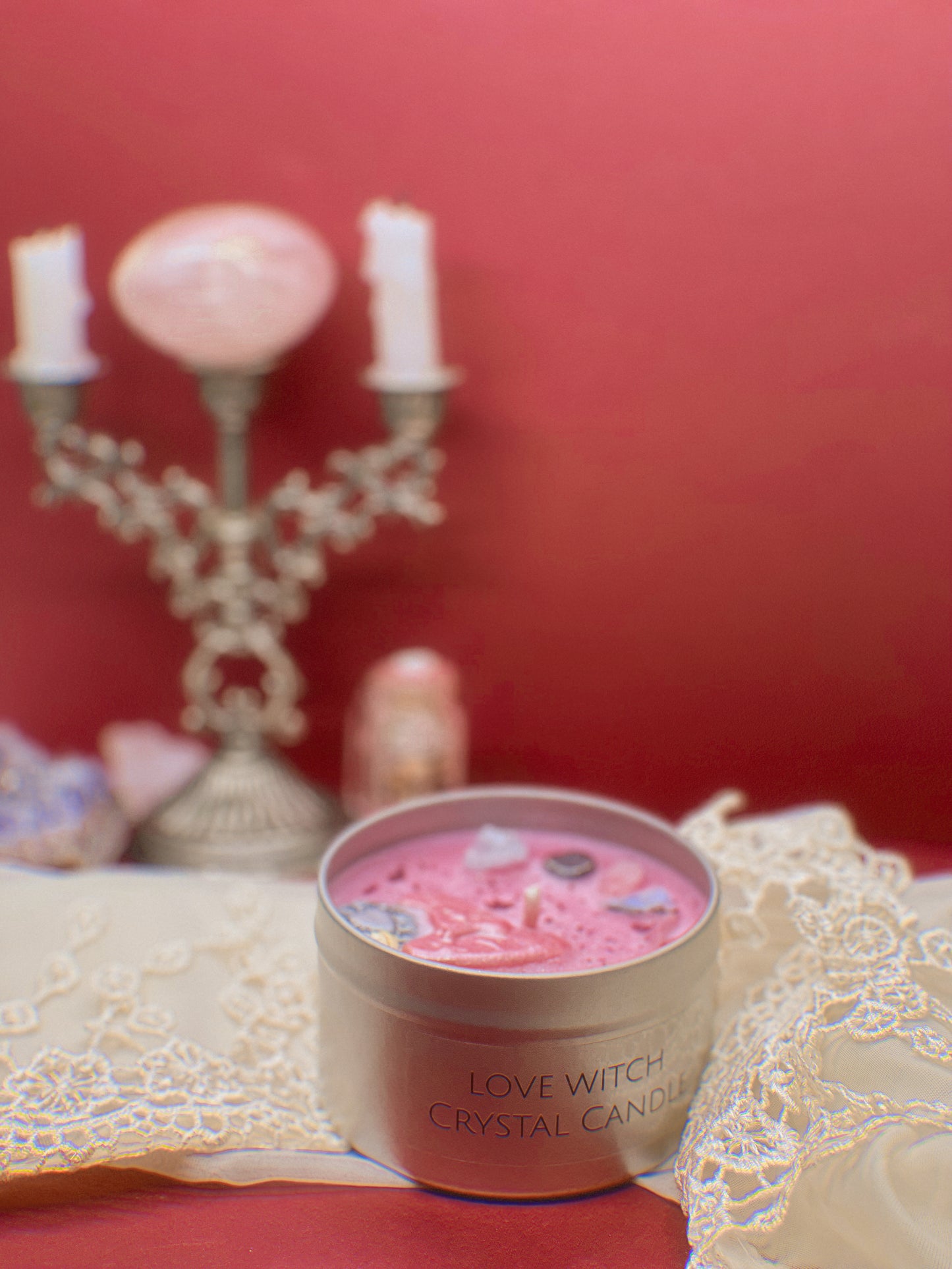 Love Witch Crystal Candle