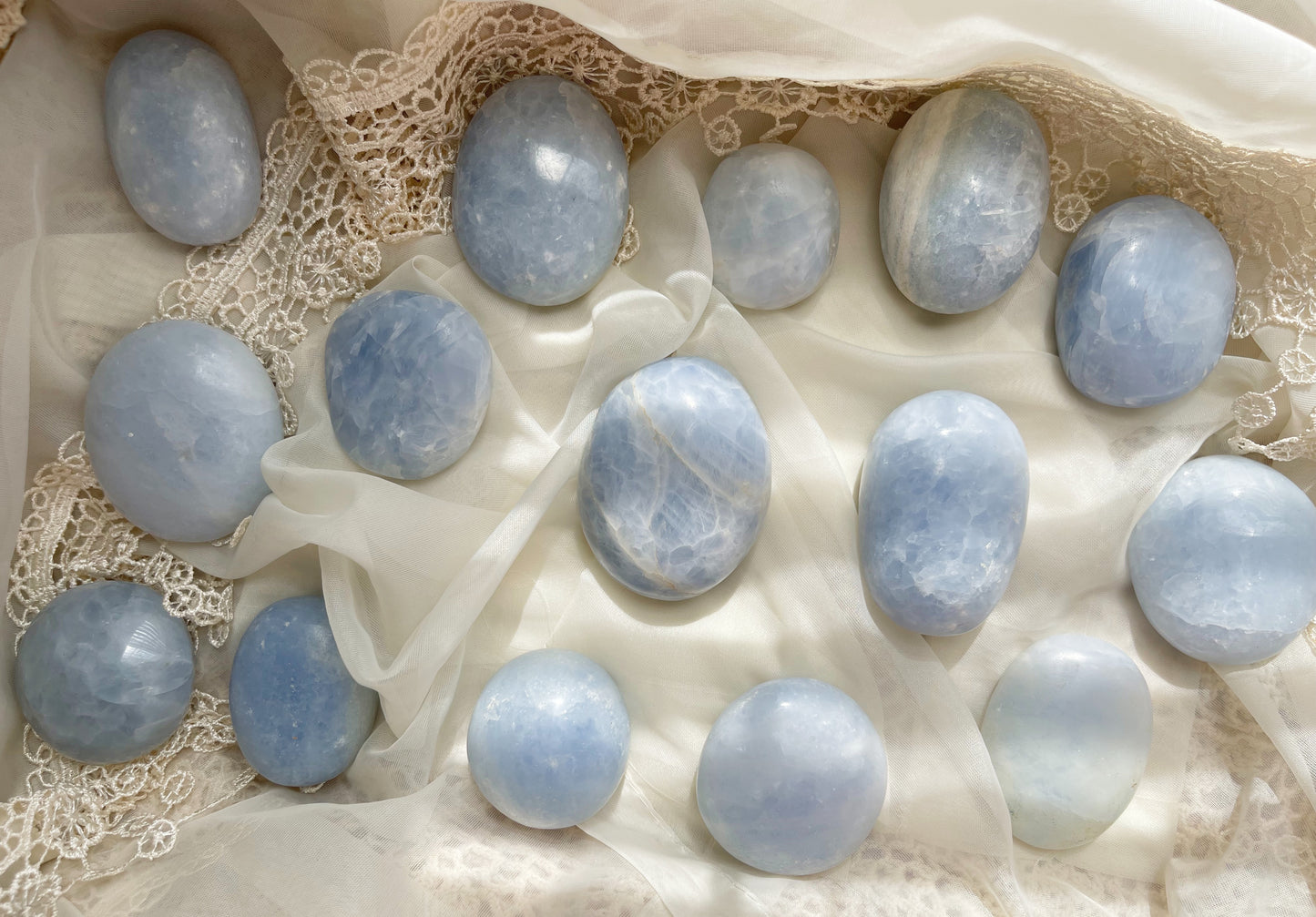 Blue Calcite Palm Stone