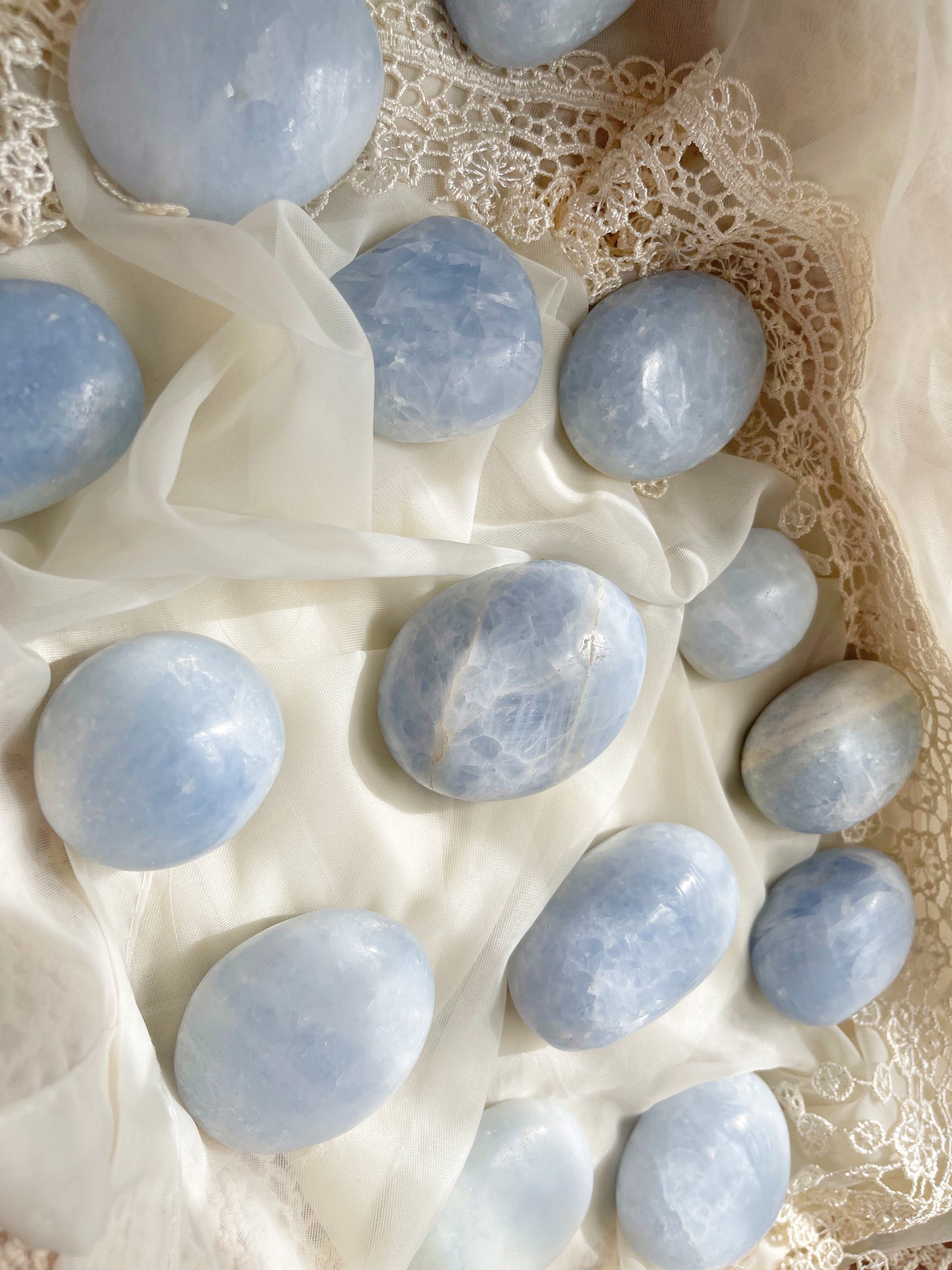 Blue Calcite Palm Stone