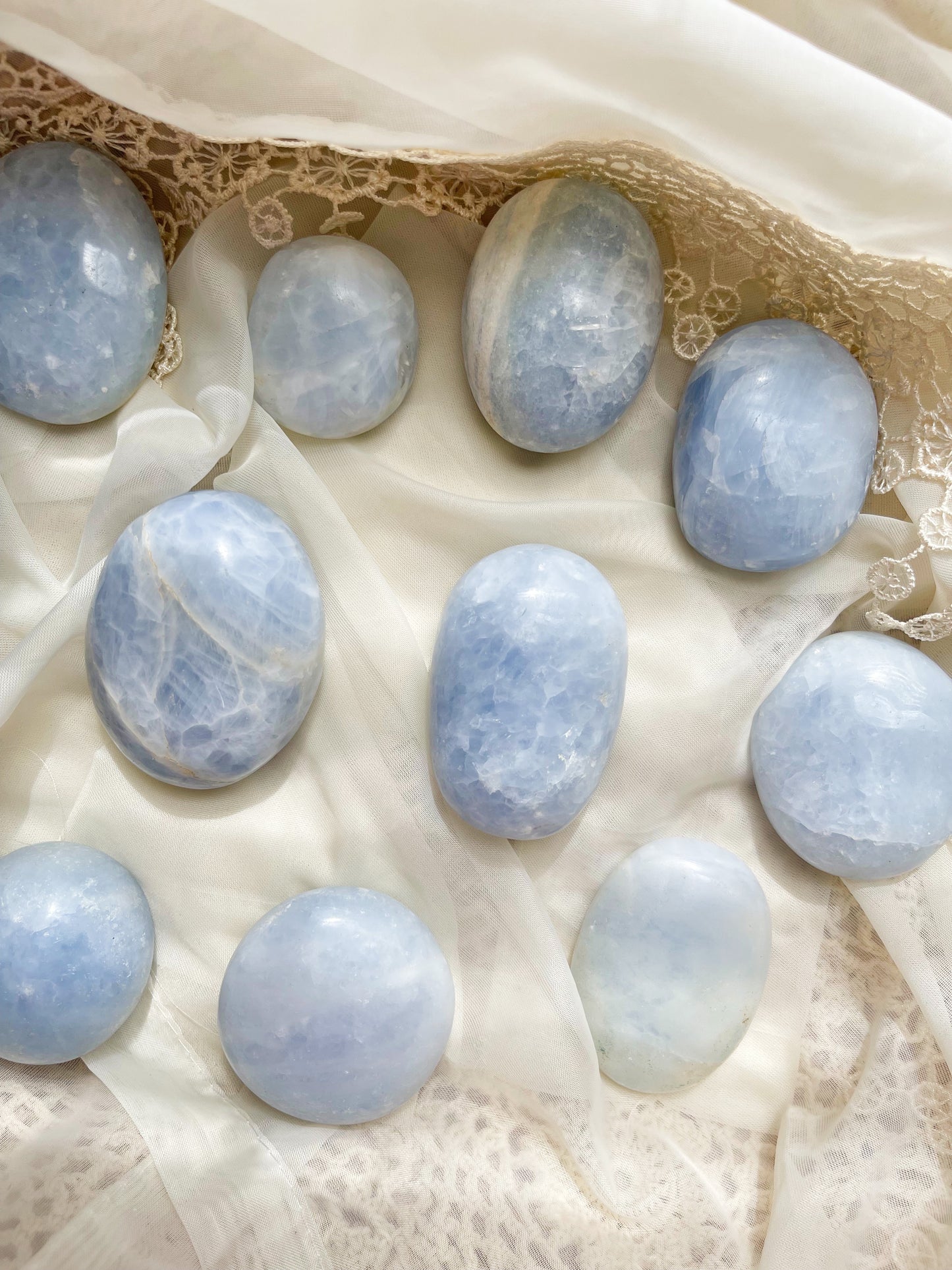 Blue Calcite Palm Stone