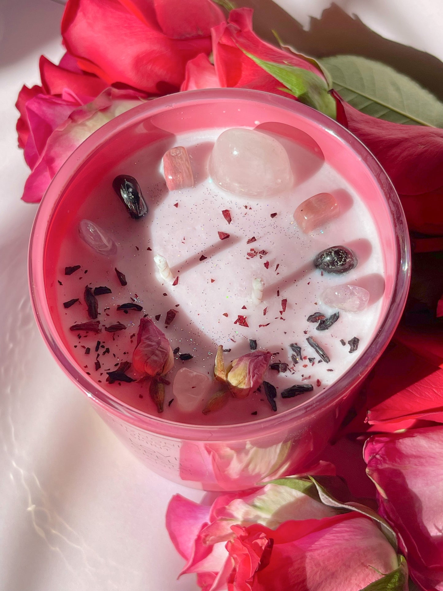 Love Spell Crystal Candle