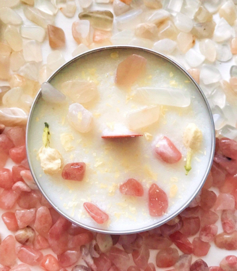 Moonstone & Sunstone Crystal Candle