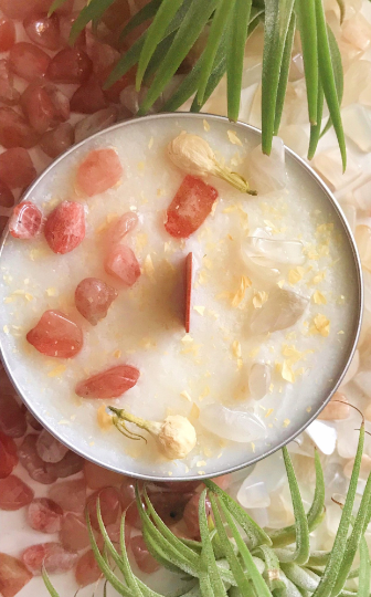 Moonstone & Sunstone Crystal Candle