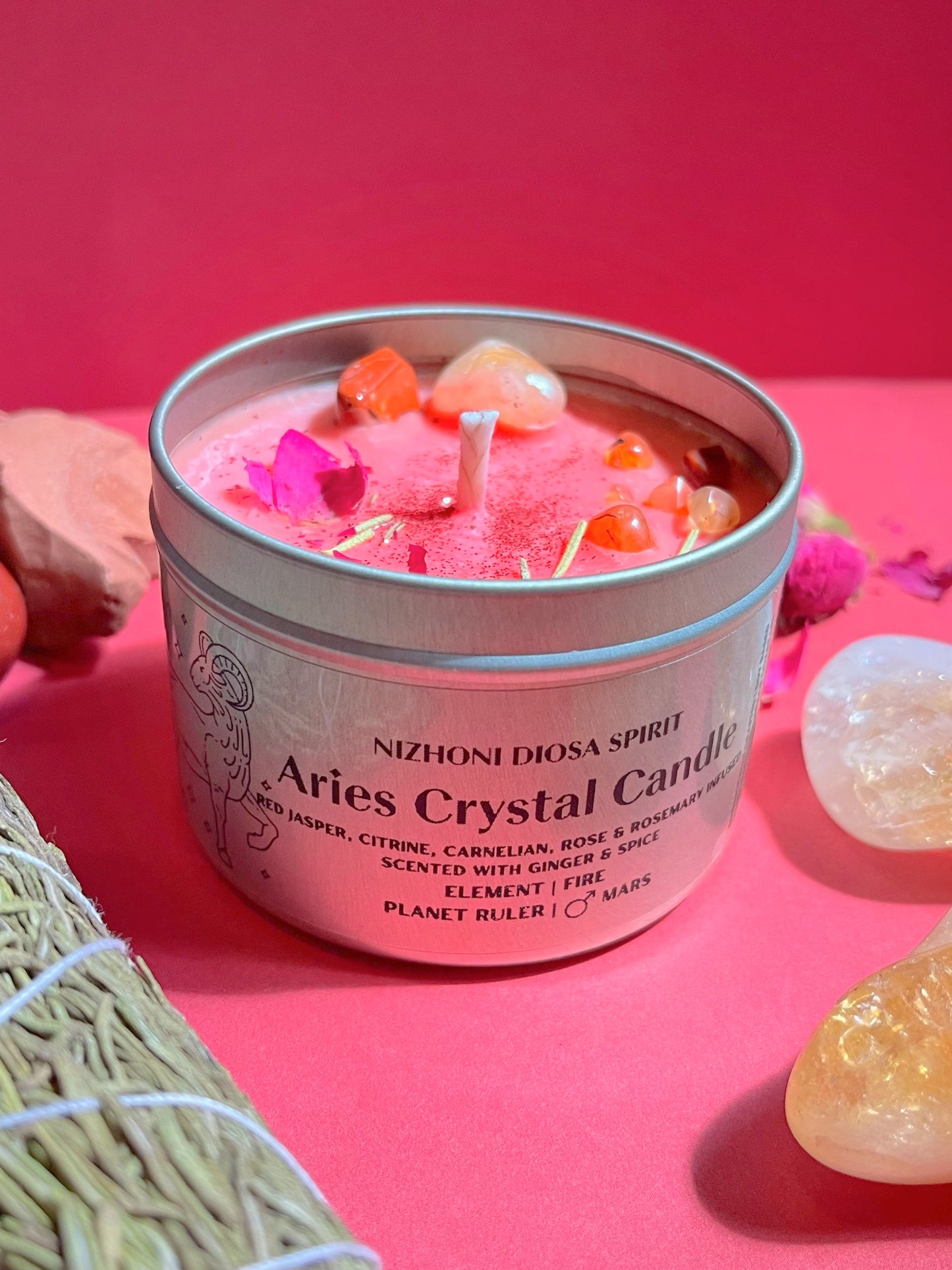 Aries Crystal Candle