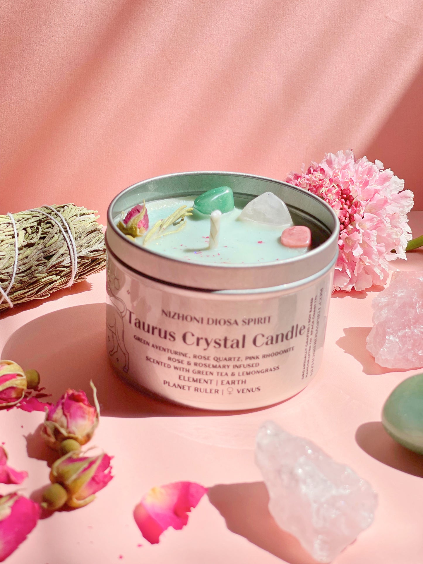 Taurus Crystal Candle