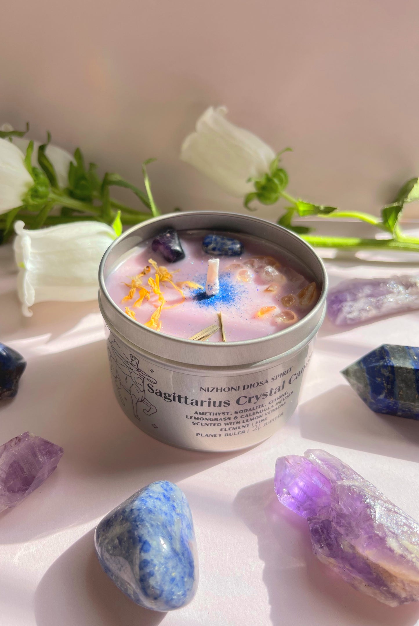 Sagittarius Crystal Candle