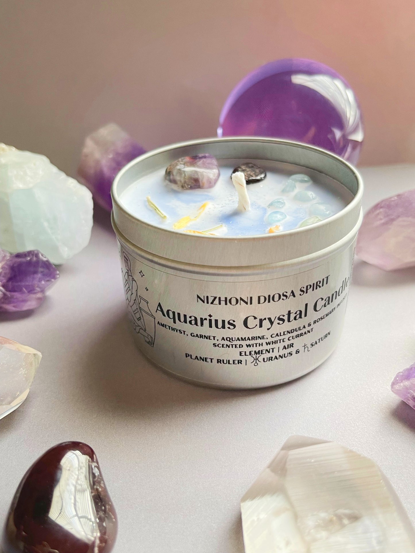 Aquarius Crystal Candle