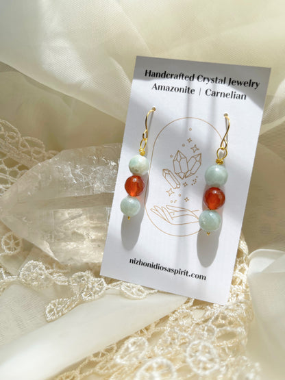 Amazonite & Carnelian Earrings