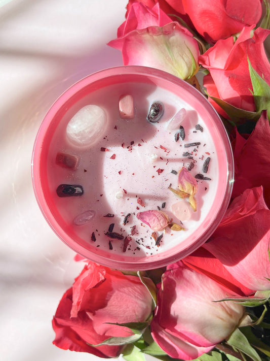 Love Spell Crystal Candle